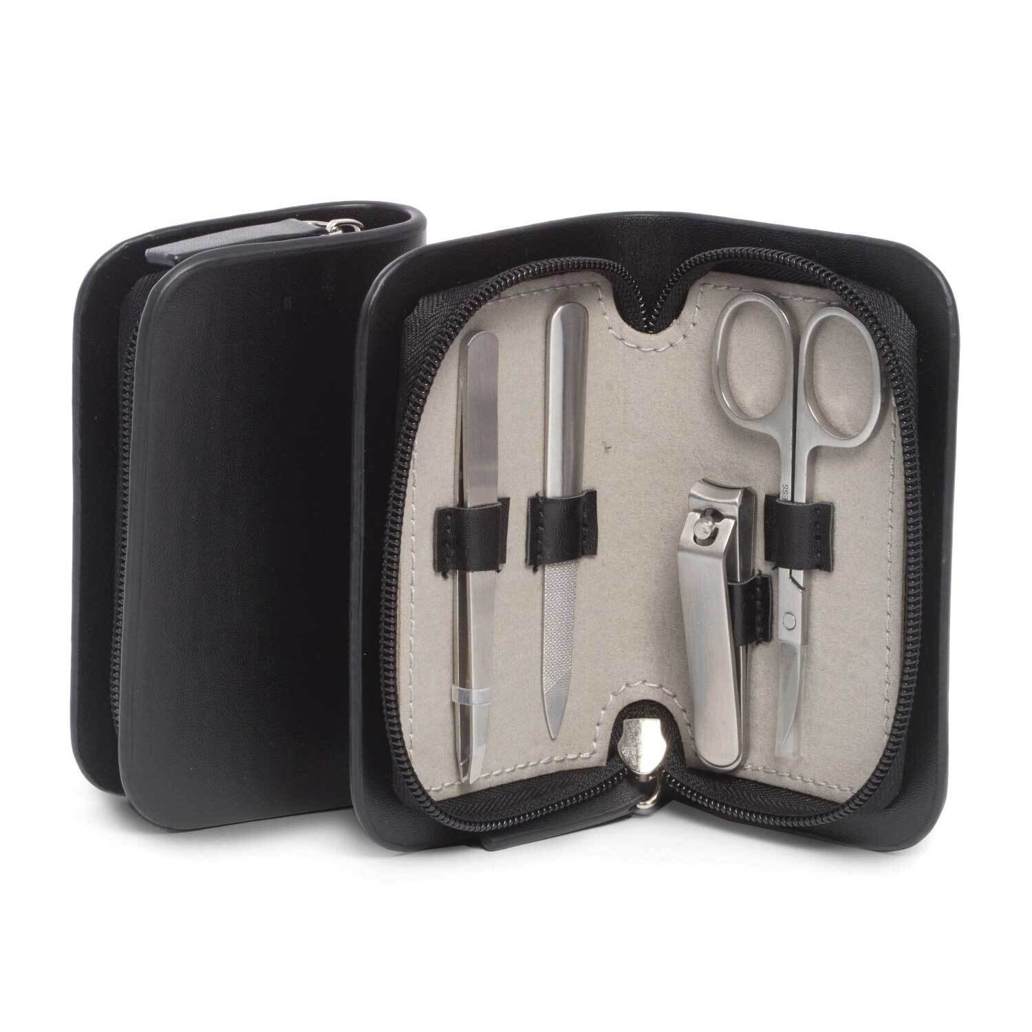 Black Leather 4-Piece Manicure Set GM21280, MPN: GM21280, 797140591061