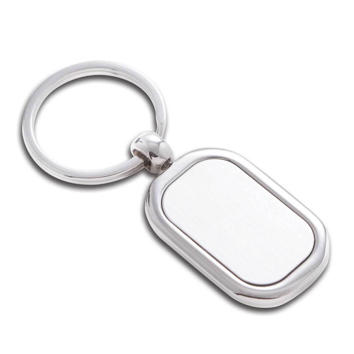 Silver-plated Polished and Satin Rectangular Key Ring GM21318, MPN: GM21318, 797140511809