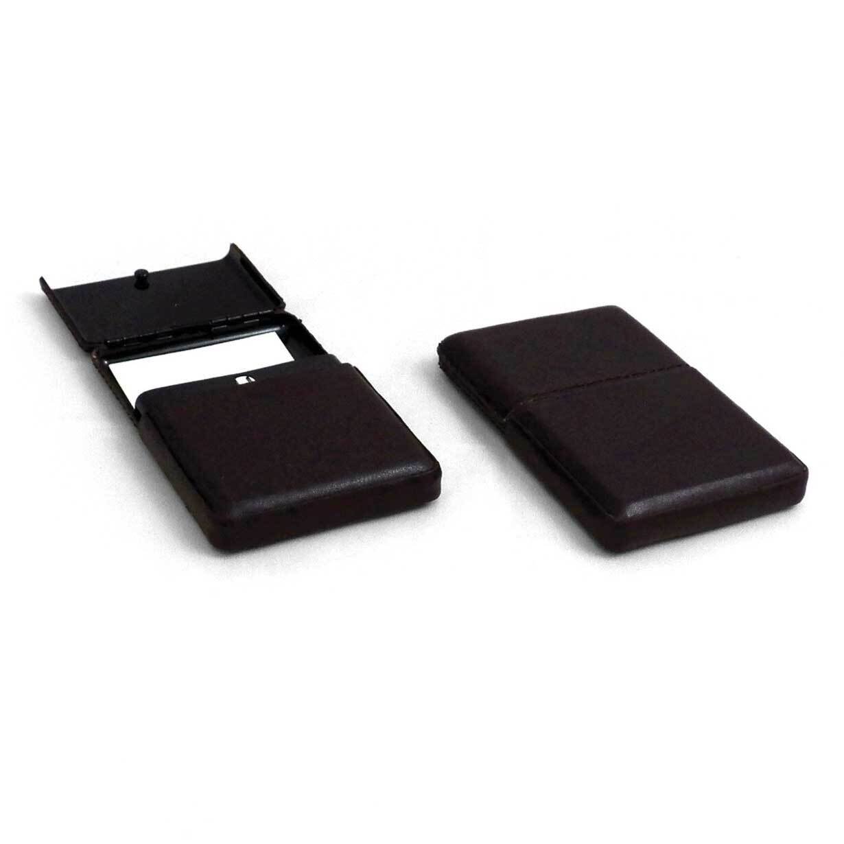 Brown Leather Business Card Case with Flip Top GM21332