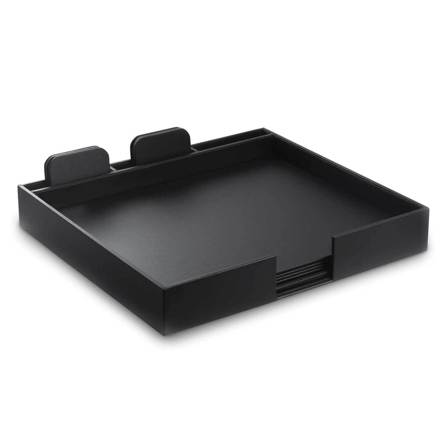 Black Leather 6-Pads 6-Coasters Holder Conference Desk Set GM21352, MPN: GM21352, 797140354536