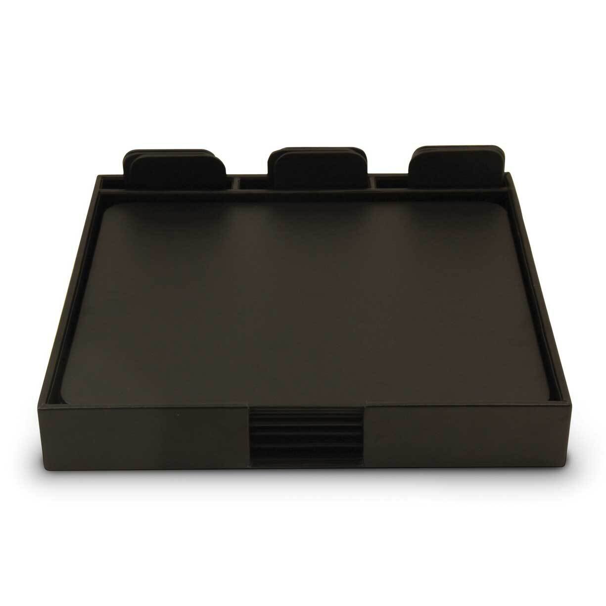 Black Leather 9-Pads 9-Coasters Holder Conference Desk Set GM21353