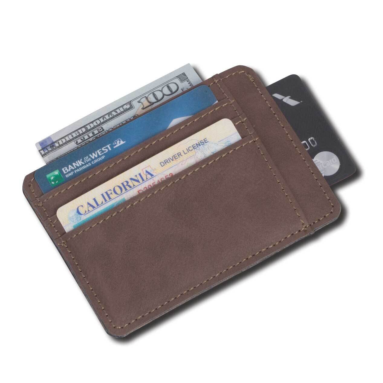 Rustic Brown Leatherette 5 Slot Credit Card Holder GM21362