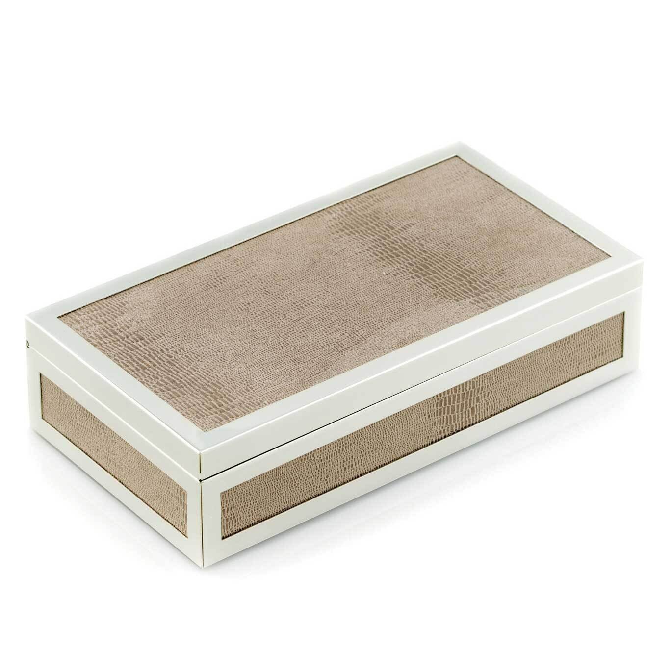 Silver-plated with Lizard Design Fabric Hinged Box GM21374, MPN: GM21374, 797140305255