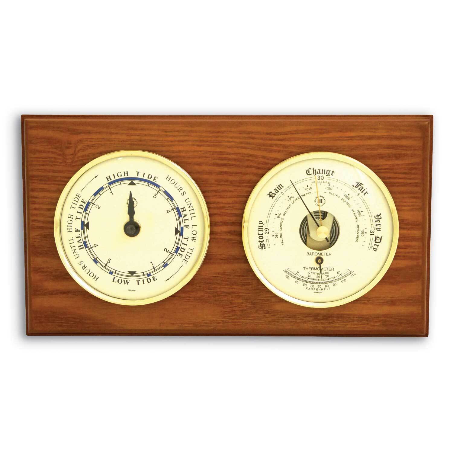 Oak Wood Tide Clock Barometer Thermometer GM21382