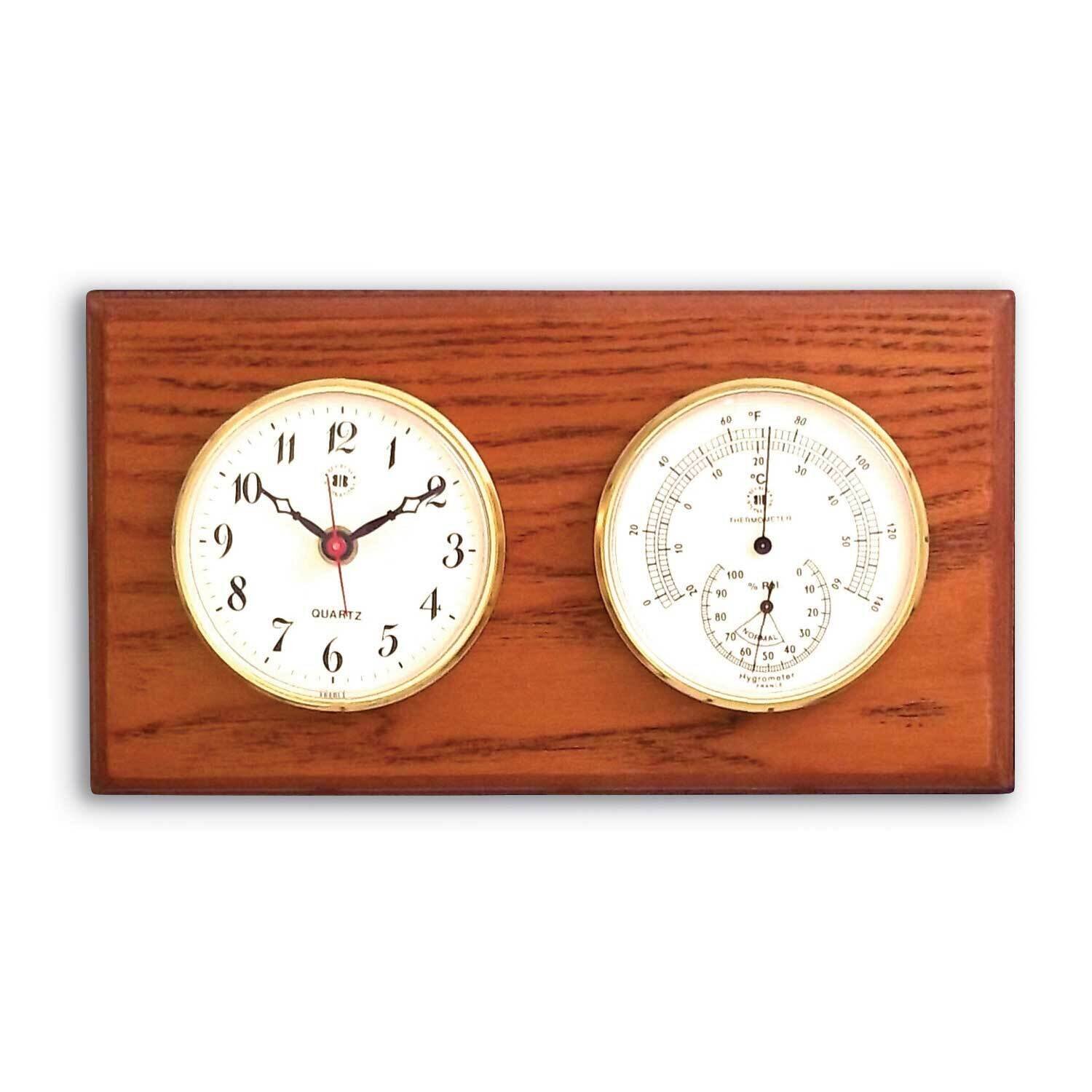 Oak Wood Clock Thermometer Hygrometer GM21384, MPN: GM21384, 797140121190