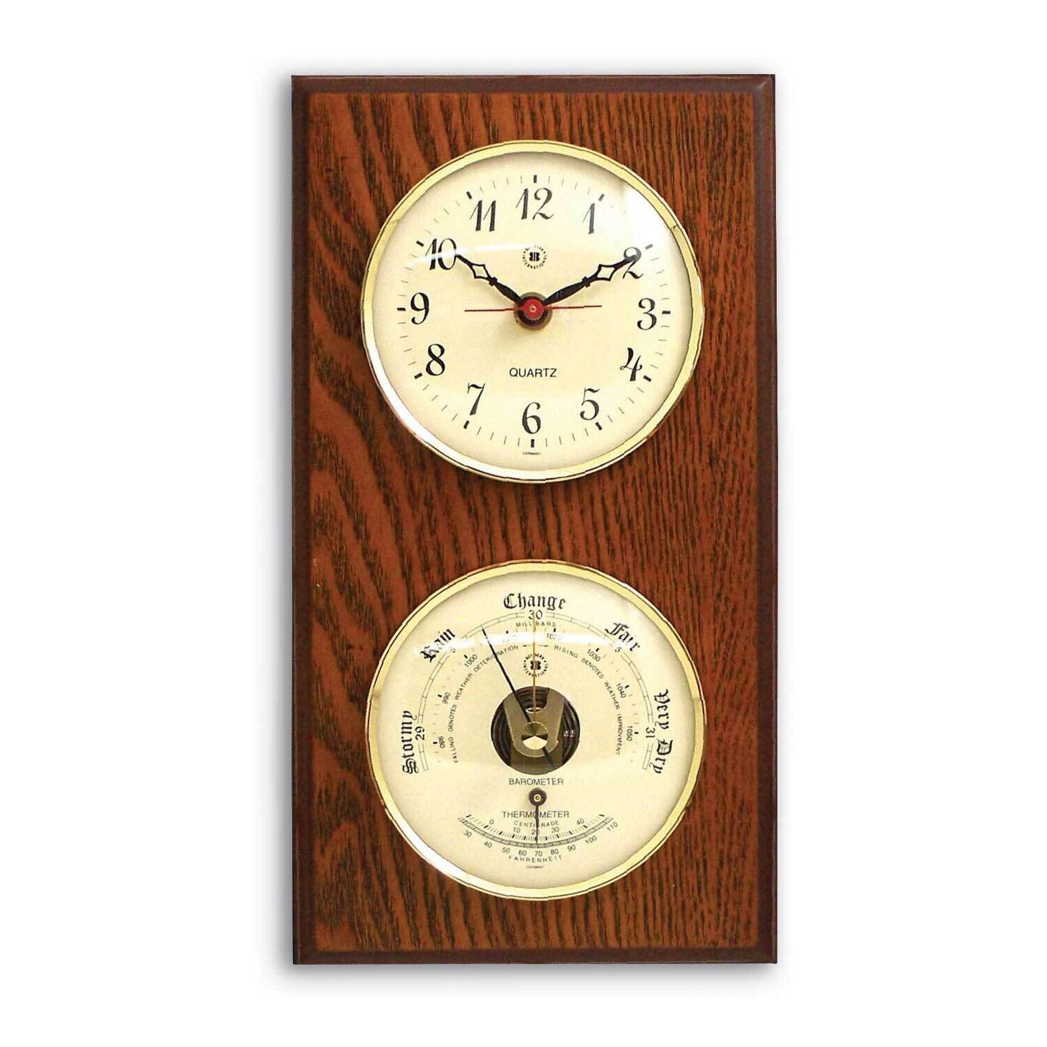 Oak Wood Clock and Thermometer GM21387