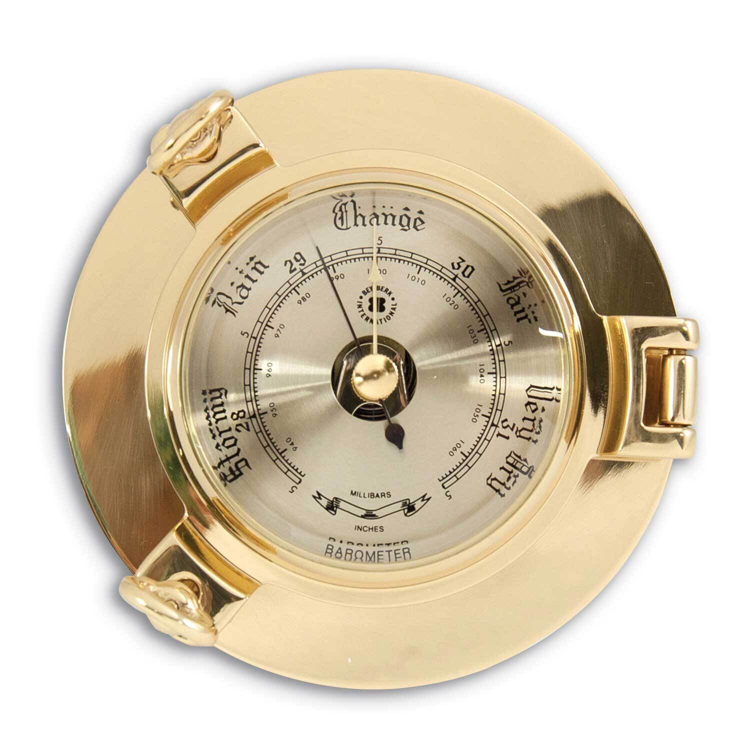 Lacquered Brass Porthole Barometer with Beveled Glass GM21393