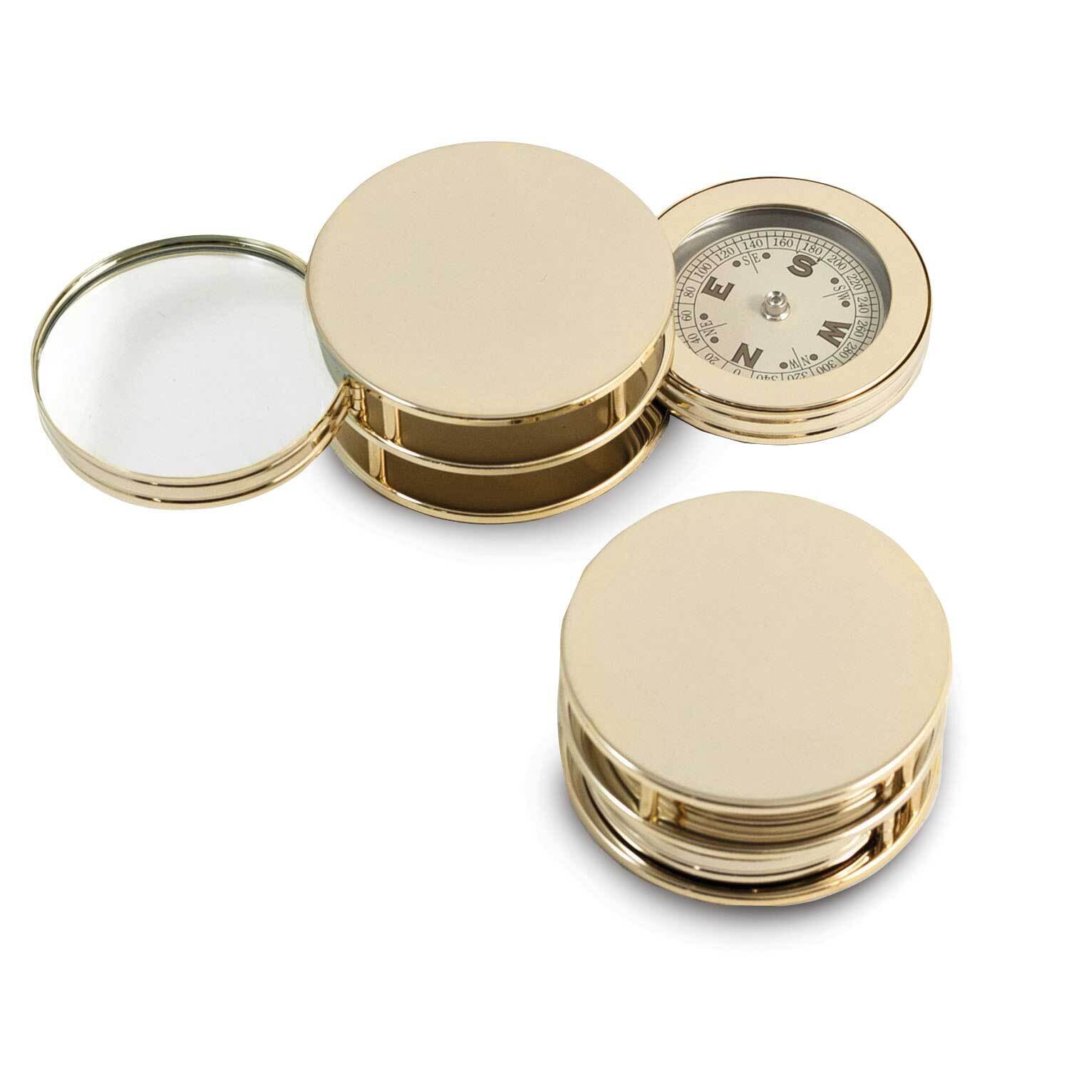 Gold Plated Paperweight with Fold Out 3x Magnifier and Compass GM21407, MPN: GM21407, 797140326212
