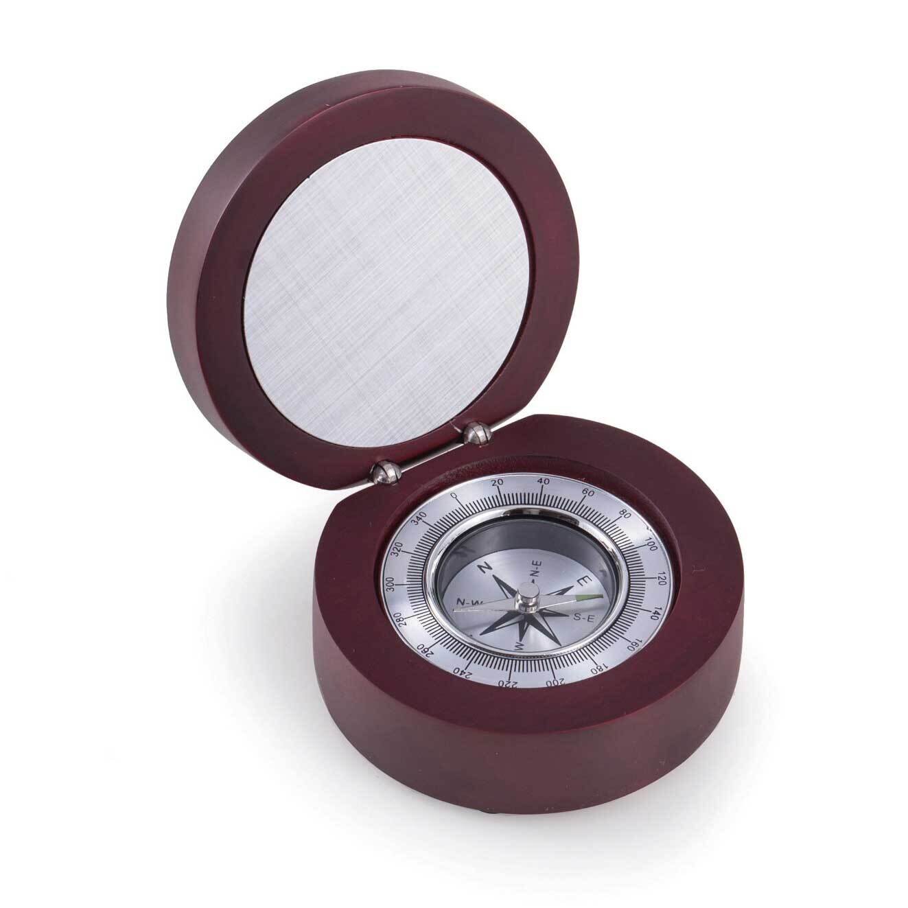 Compass in Rosewood Finished Hinged Box with Aluminum Plate GM21409