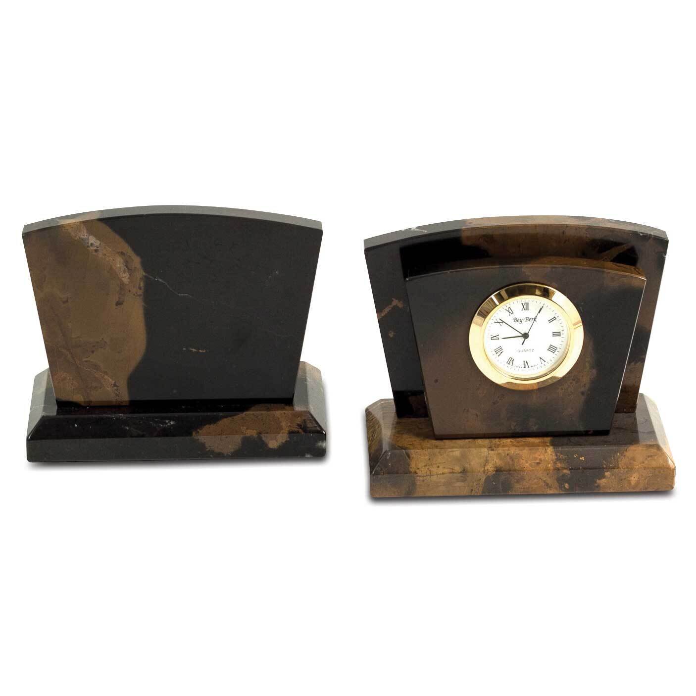 Tiger Eye Marble Gold-plated Accents Quartz Clock and Letter Rack GM21421, MPN: GM21421, 7971403401…