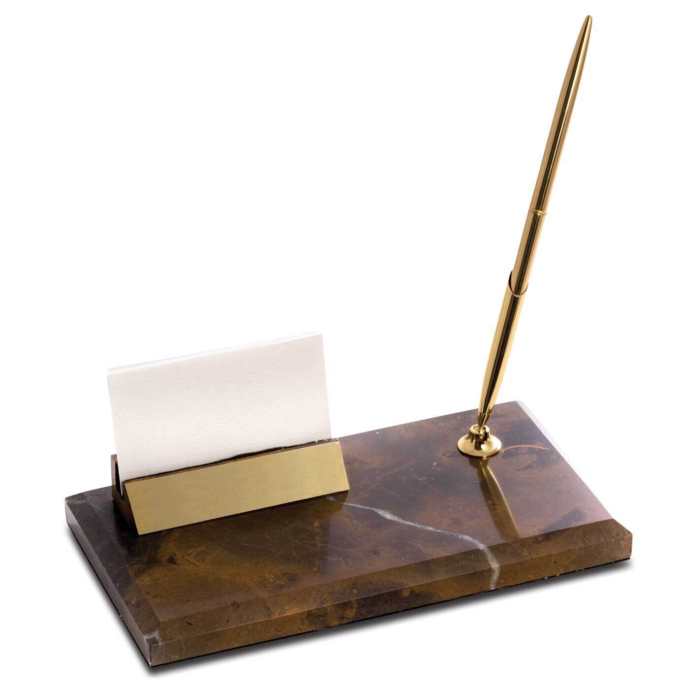Tiger Eye Marble Gold-plated Business Card Holder and Pen GM21423, MPN: GM21423, 797140340201