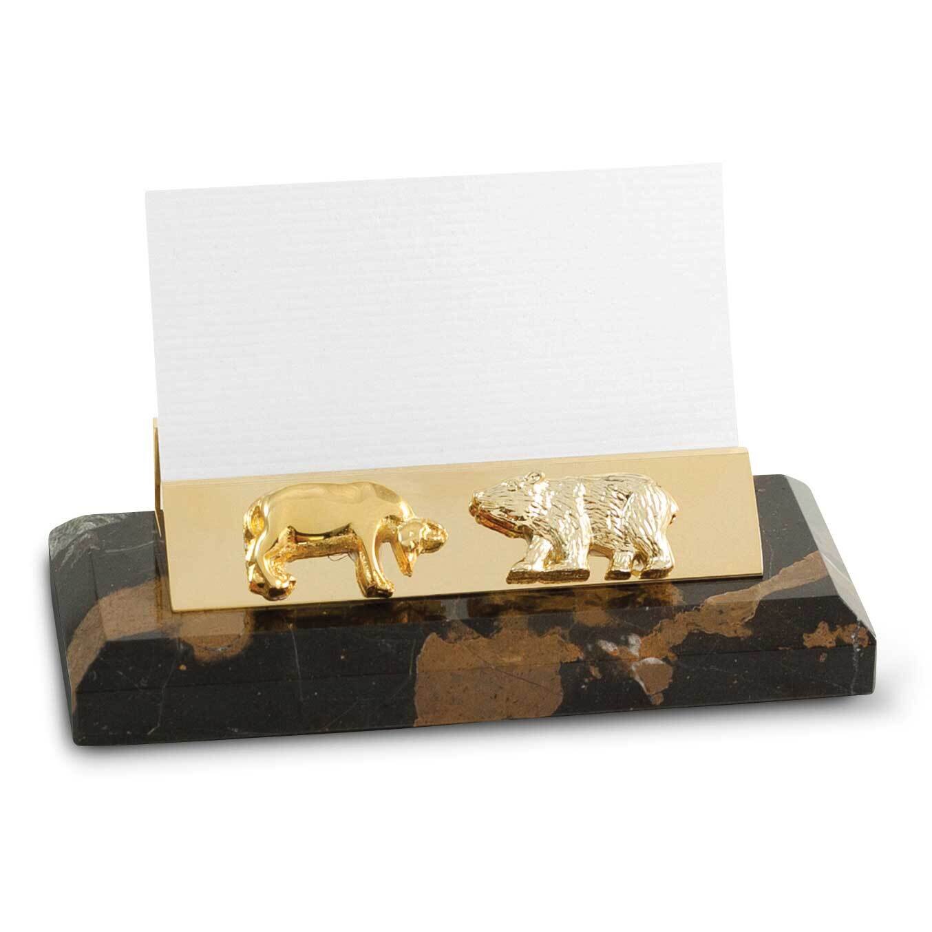 Stock Market Tiger Eye Marble Gold-plated Business Card Holder GM21427, MPN: GM21427, 797140360148