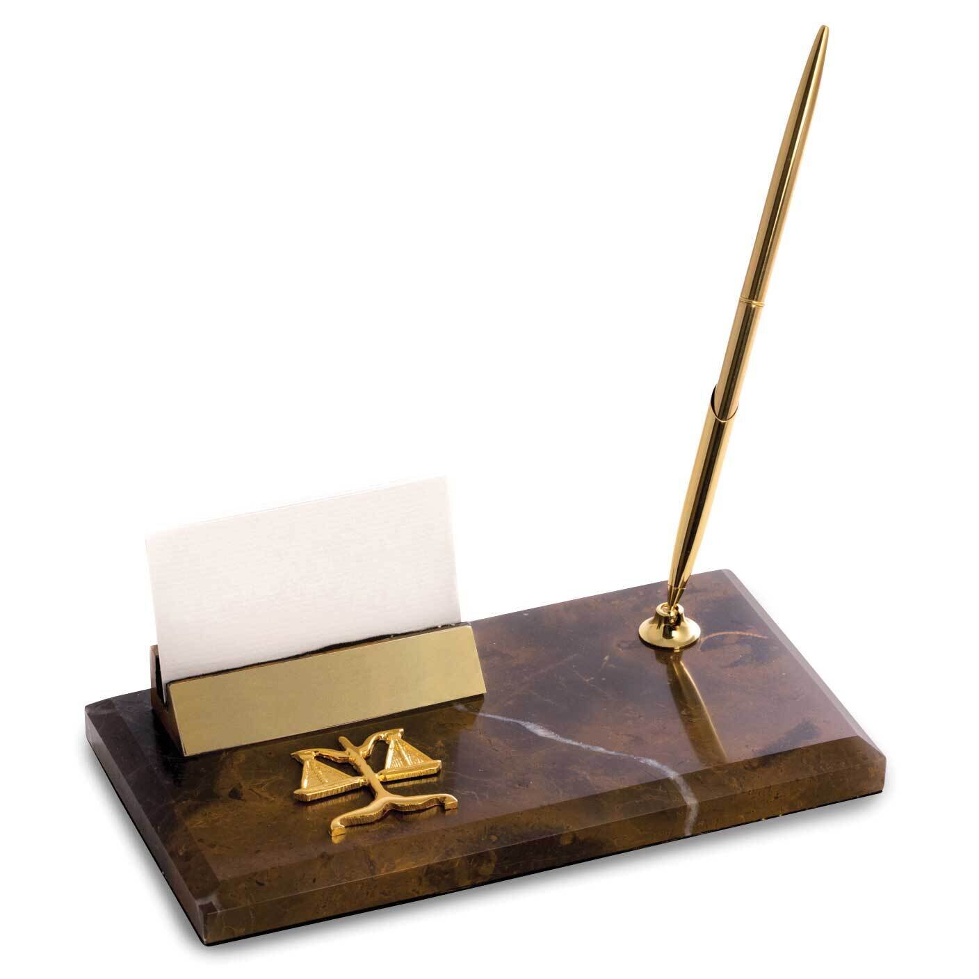 Legal Tiger Eye Marble with Gold-plated Business Card Holder with Pen GM21450, MPN: GM21450, 797140…