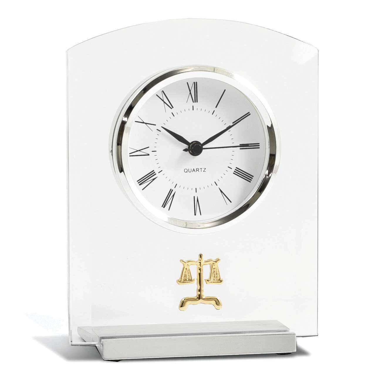 Legal Beveled Glass Quartz Clock with Stainless Steel Accents GM21455