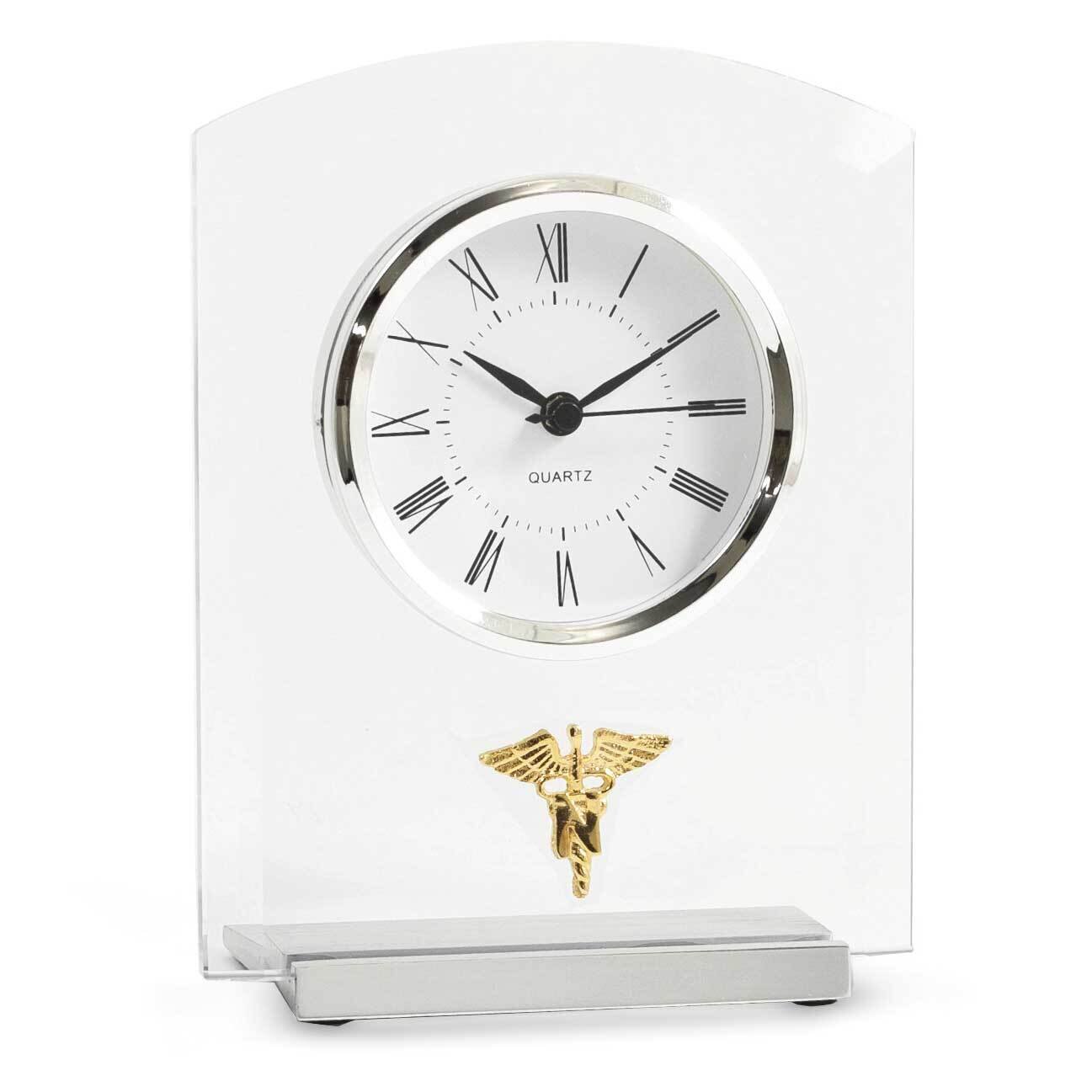 Nursing Beveled Glass Quartz Clock with Stainless Steel Accents GM21457