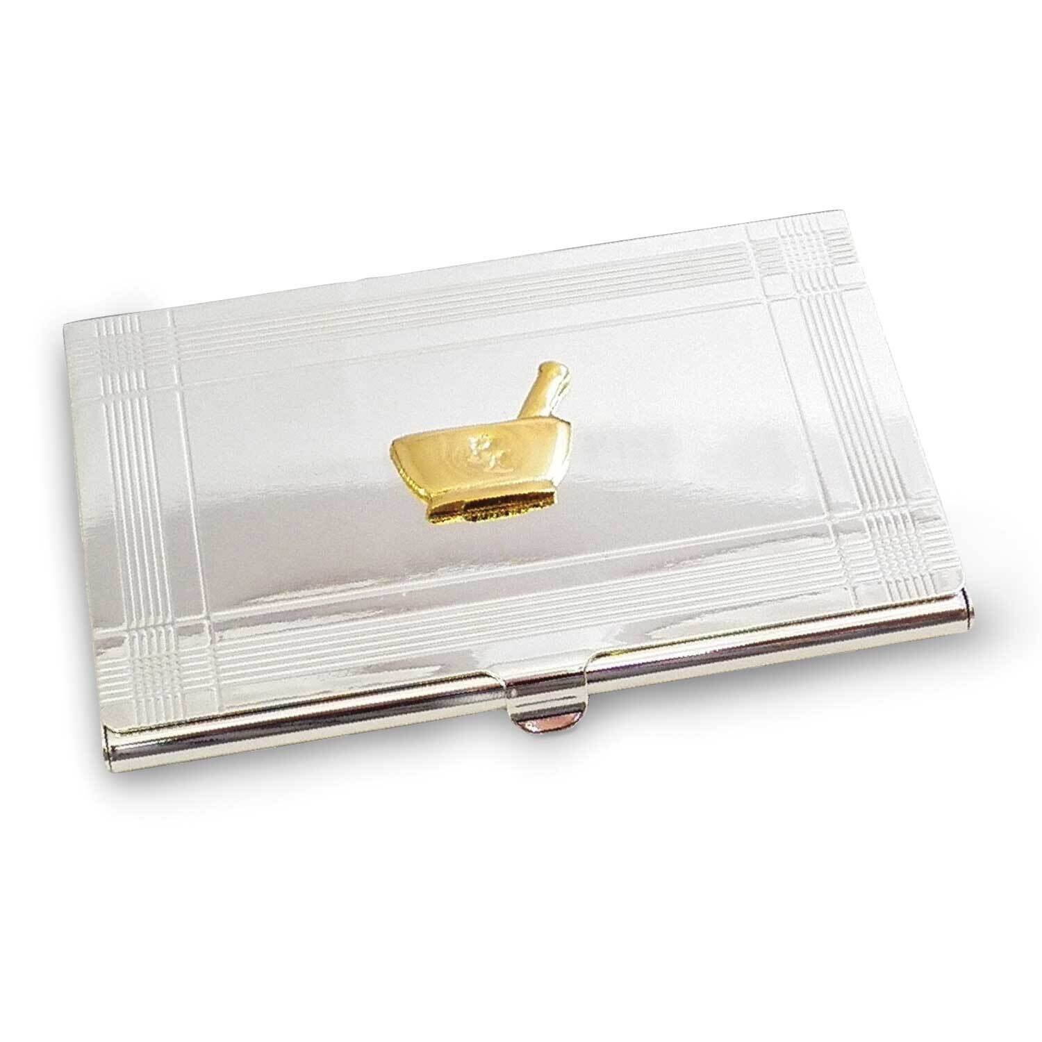 Silver-plated Business Card Case with Gold-plated Pharmacy Emblem GM21465