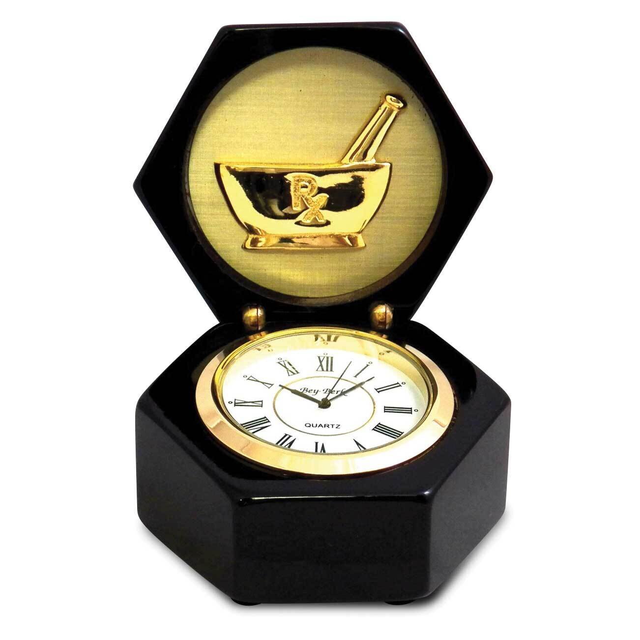 Pharmacy Lacquered Black Wood Quartz Clock in Box GM21479, MPN: GM21479, 797140177760