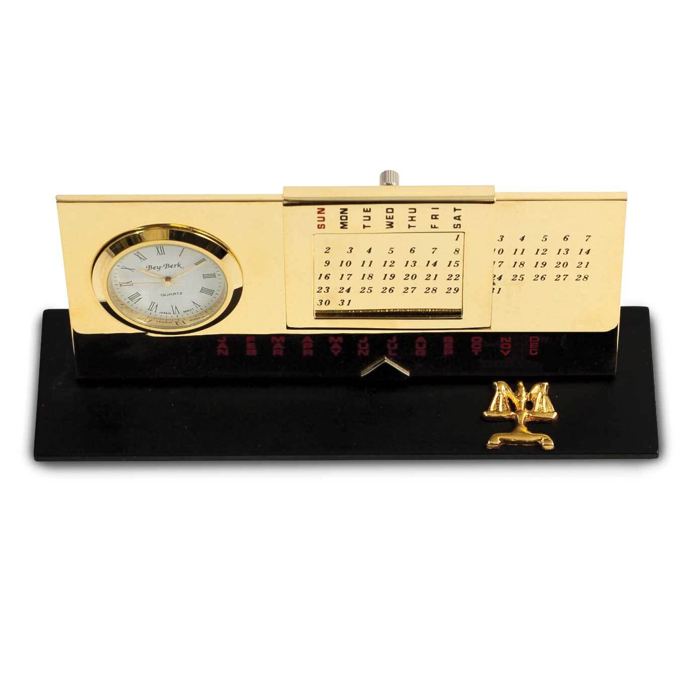 Legal Gold-plated Perpetual Calendar and Clock on Black Base GM21483, MPN: GM21483, 797140352327