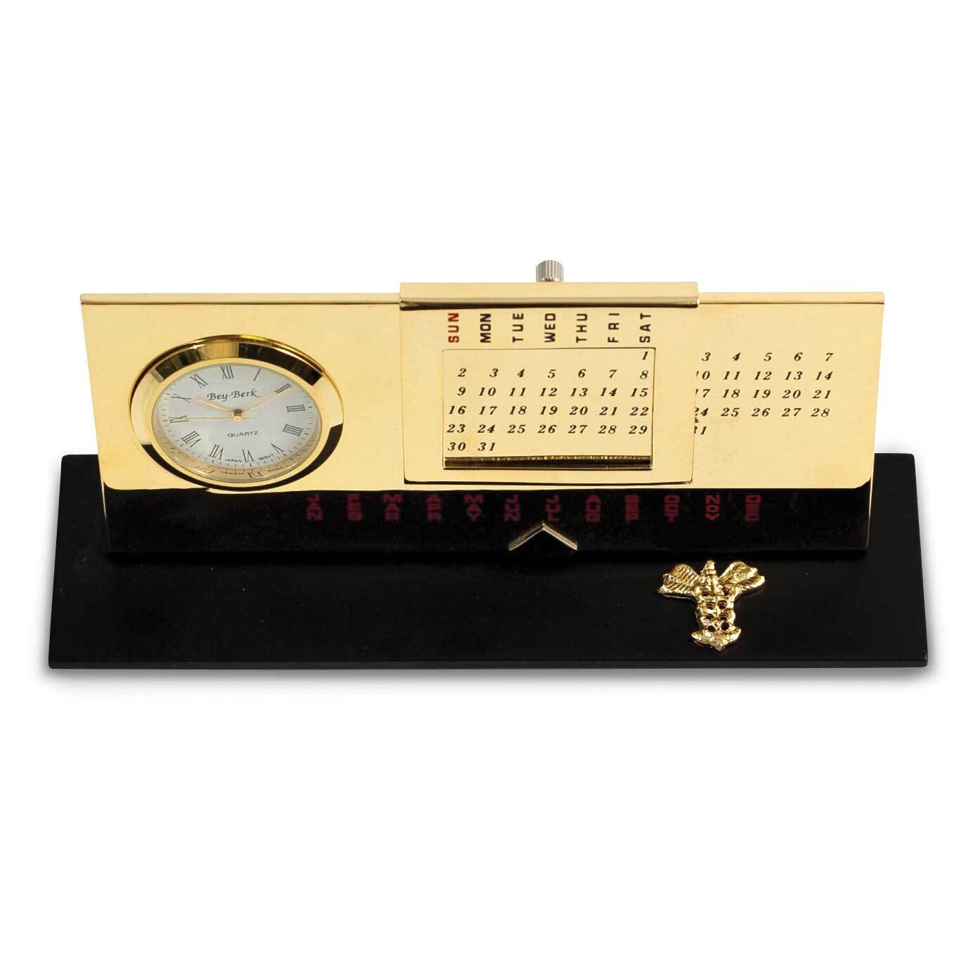 Medical Gold-plated Perpetual Calendar and Clock on Black Base GM21484