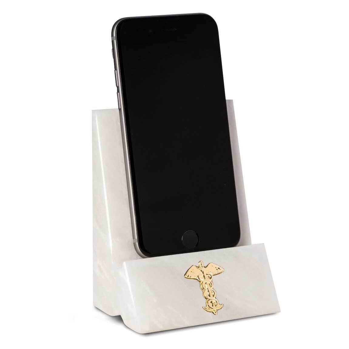 White Marble Desktop Phone Tablet Cradle Medical Insignia GM21508