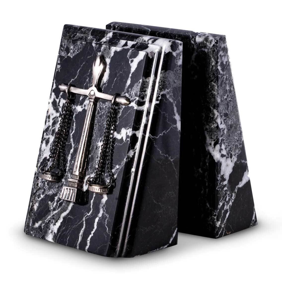 Black Zebra Marble Bookends with Antique Silver-plated Legal Emblem GM21511, MPN: GM21511, 79714045…