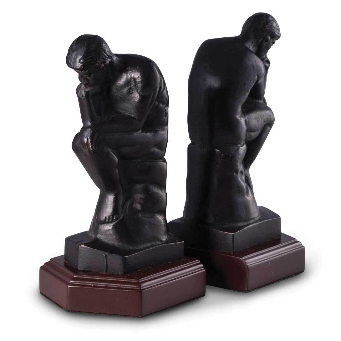 Cast Metal Thinker Bookends with Bronzed Finish on Wood Base GM21518, MPN: GM21518, 797140458142