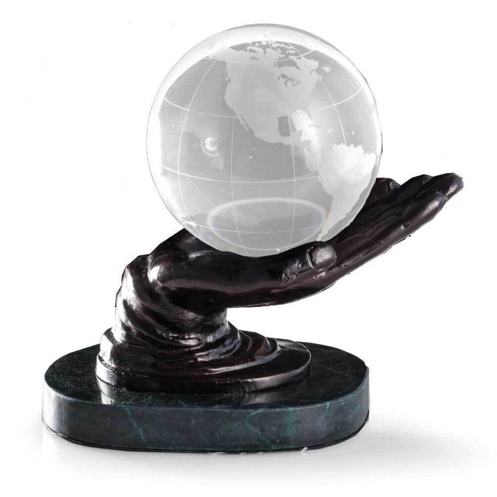 Cast Metal Hand Ball Holder with Bronzed Finish on Green Marble Base GM21527, MPN: GM21527, 7971404…