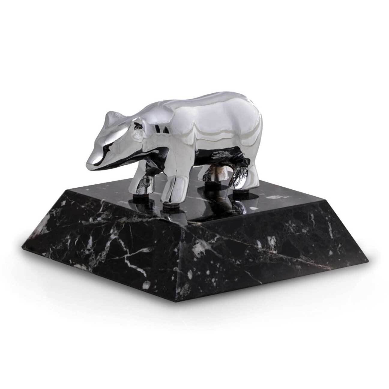 Chrome-plated Bear Paperweight on Black Zebra Marble Base GM21539, MPN: GM21539, 797140370239