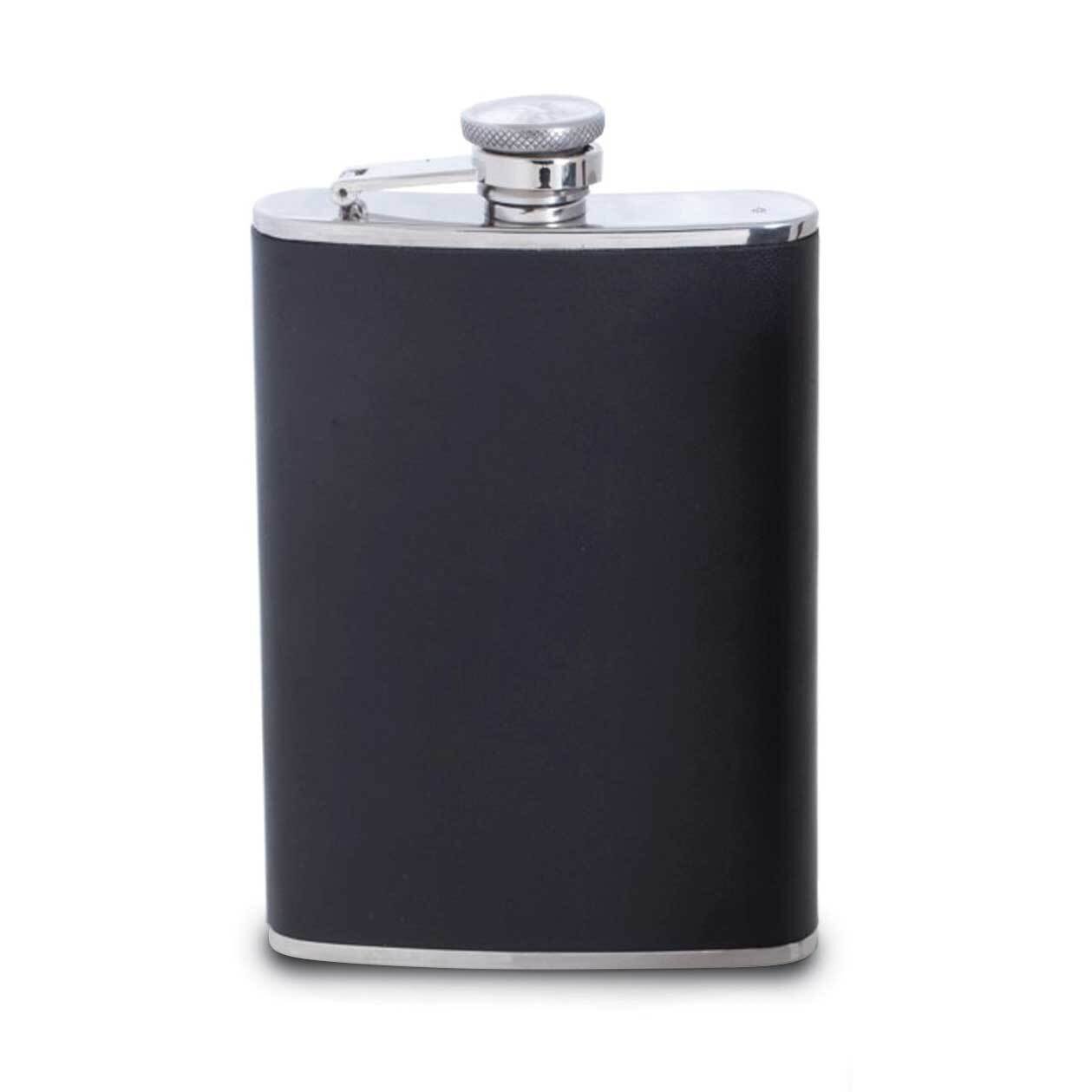 8 oz Stainless Steel Black Leather Flask GM21583