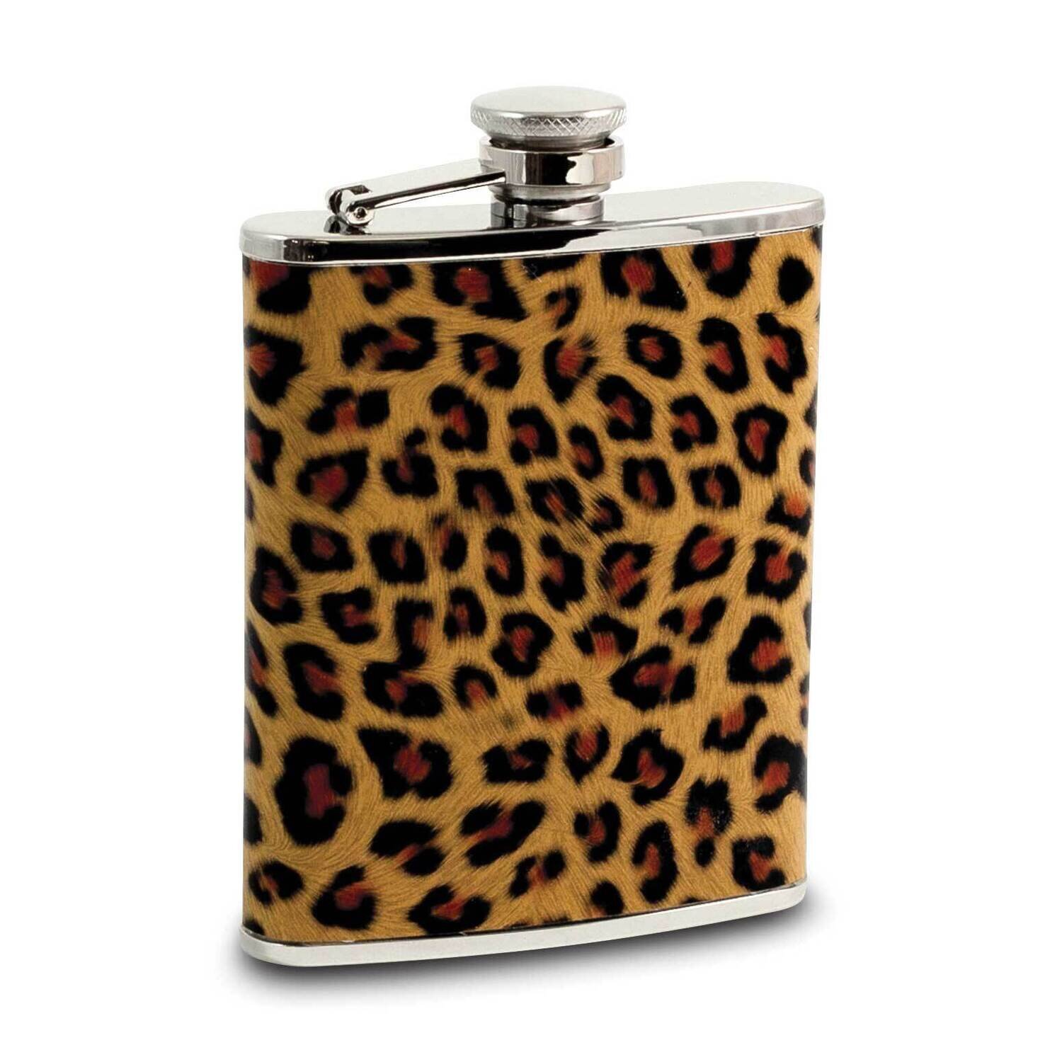 6 oz Stainless Steel Leopard Pattern Flask GM21590