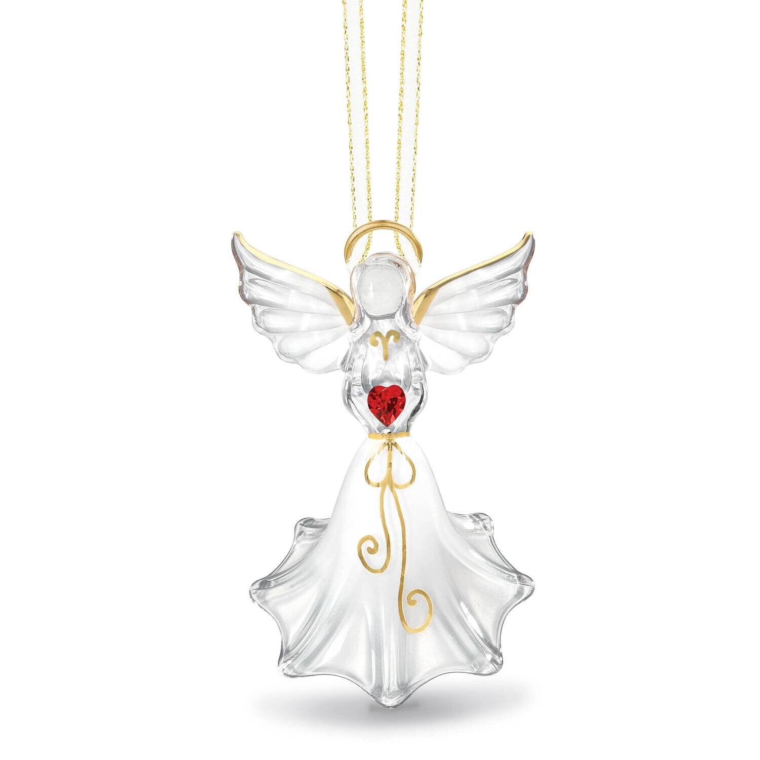 Angel with Red Crystal Heart Glass Figurine Ornament GM21626