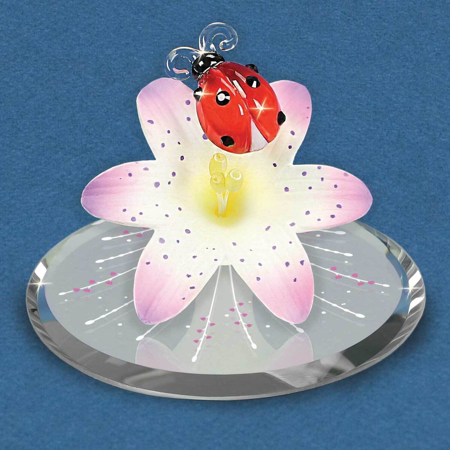 Ladybug on Lily Glass Figurine GM21698