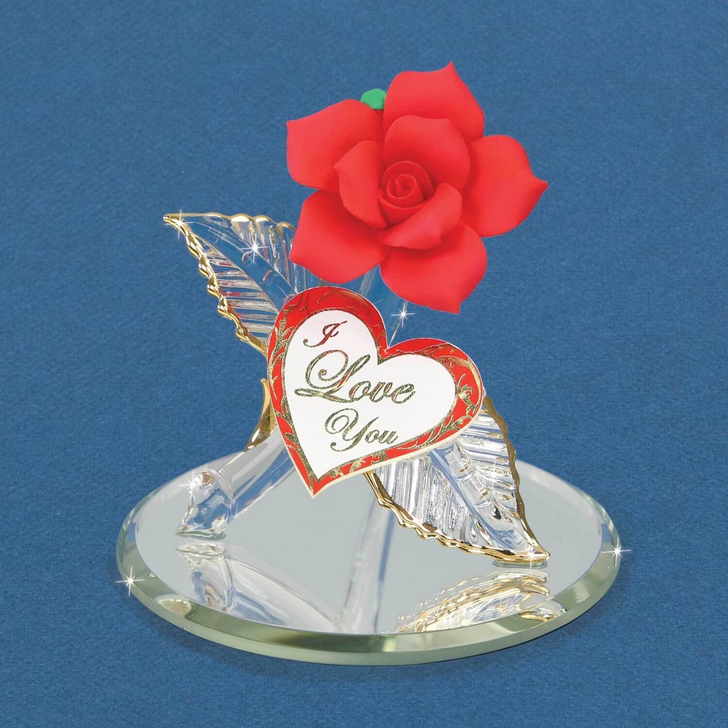 I Love You Red Rose Glass Figurine GM21712