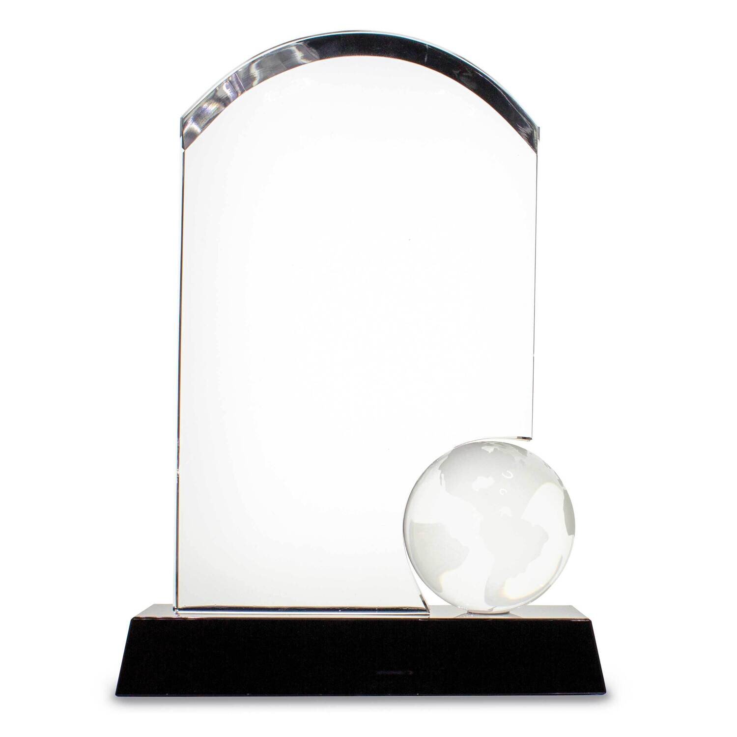 Dome Globe Opti-Crystal Glass Award on Black Base GM21722