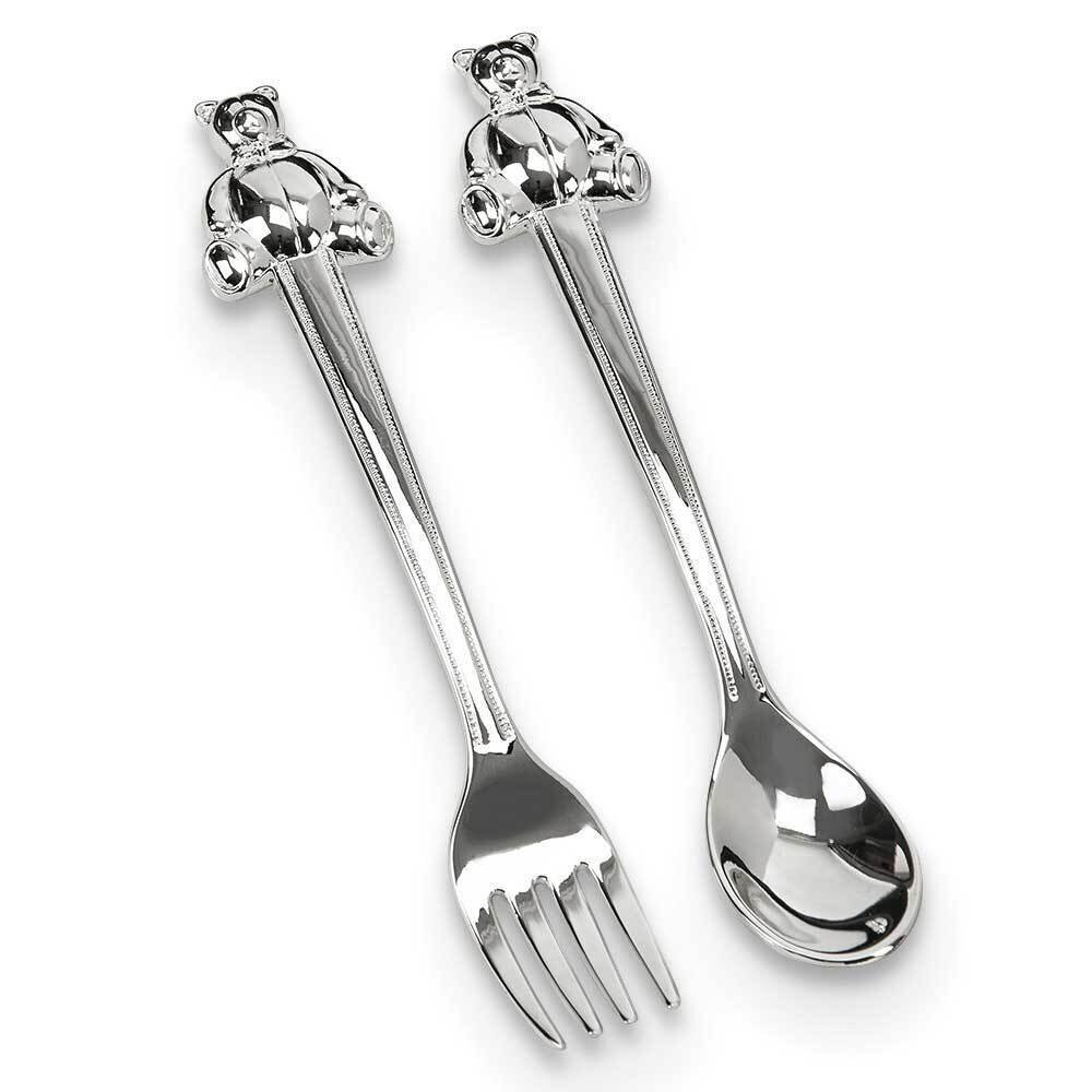Nickel-plated Baby Spoon &amp; Fork with Teddy Bear Handle GM21743, MPN: GM21743, 47105209112
