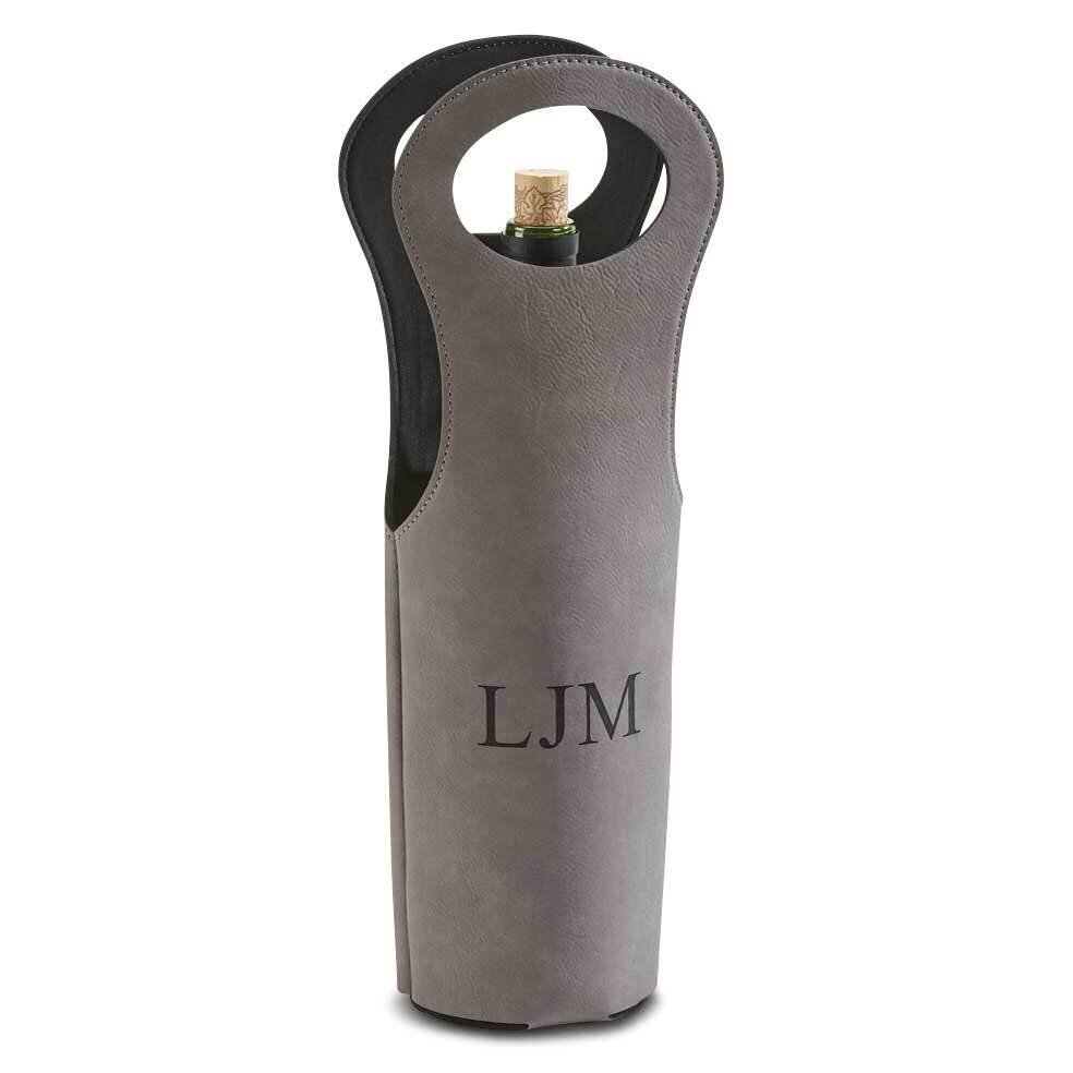 Grey Leatherette Wine Holder GM21753