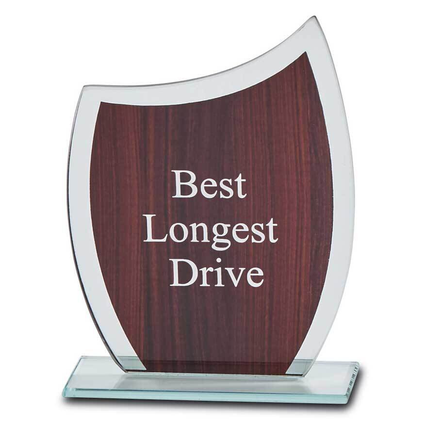 Large Glass Trophy with Wood Grain Panel GM21781