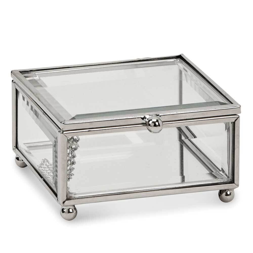 Small Square Silver-tone Claro Glass Box GM21821