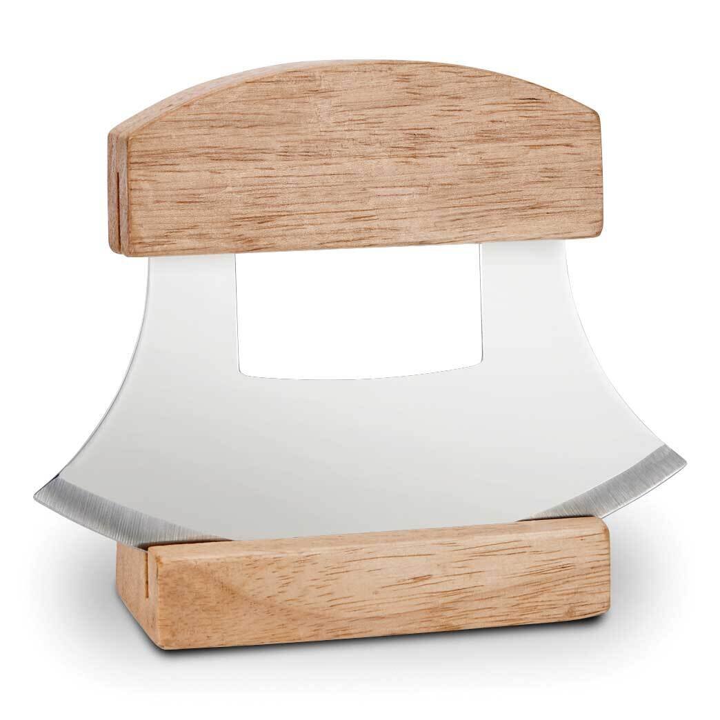 Stainless Steel Ulu Knife with Wooden Stand GM21833