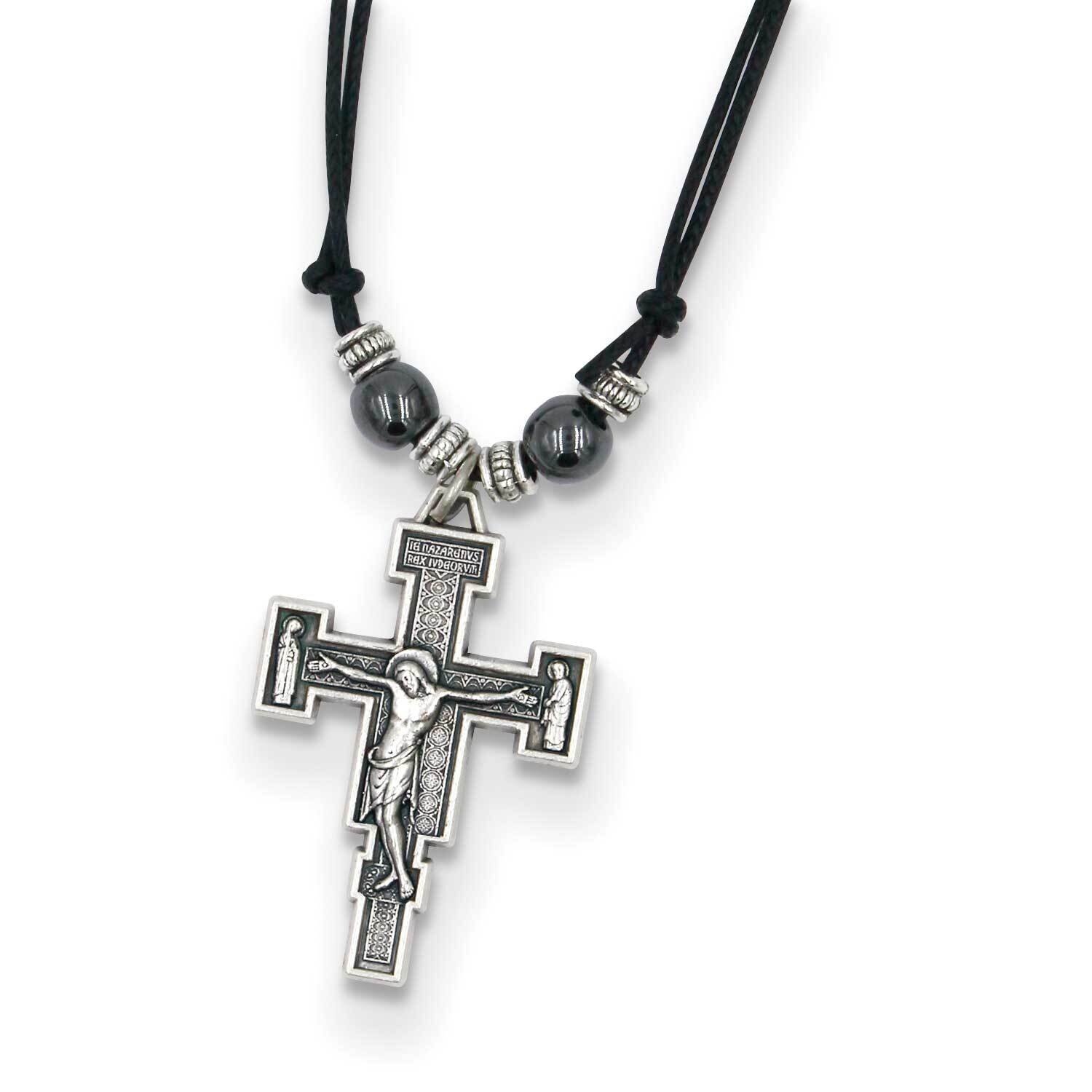 Hematite Bead Crucifix on Cord GM22174