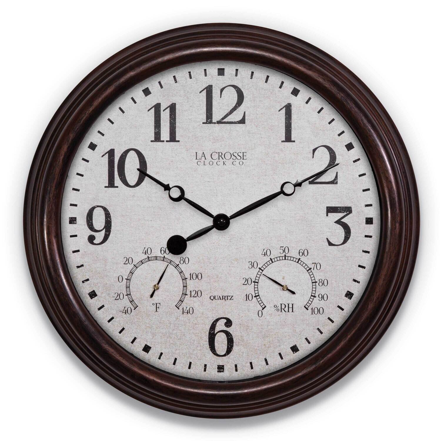 15in Indoor Outdoor Wall Clock with Temperature and Humidity GM22202, MPN: GM22202, 757456084589