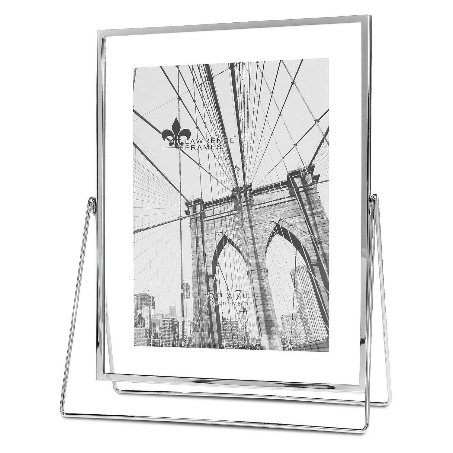 5 x 7 Inch Harland Silver-tone Metal Float Picture Frame with Metal Stand GM22231