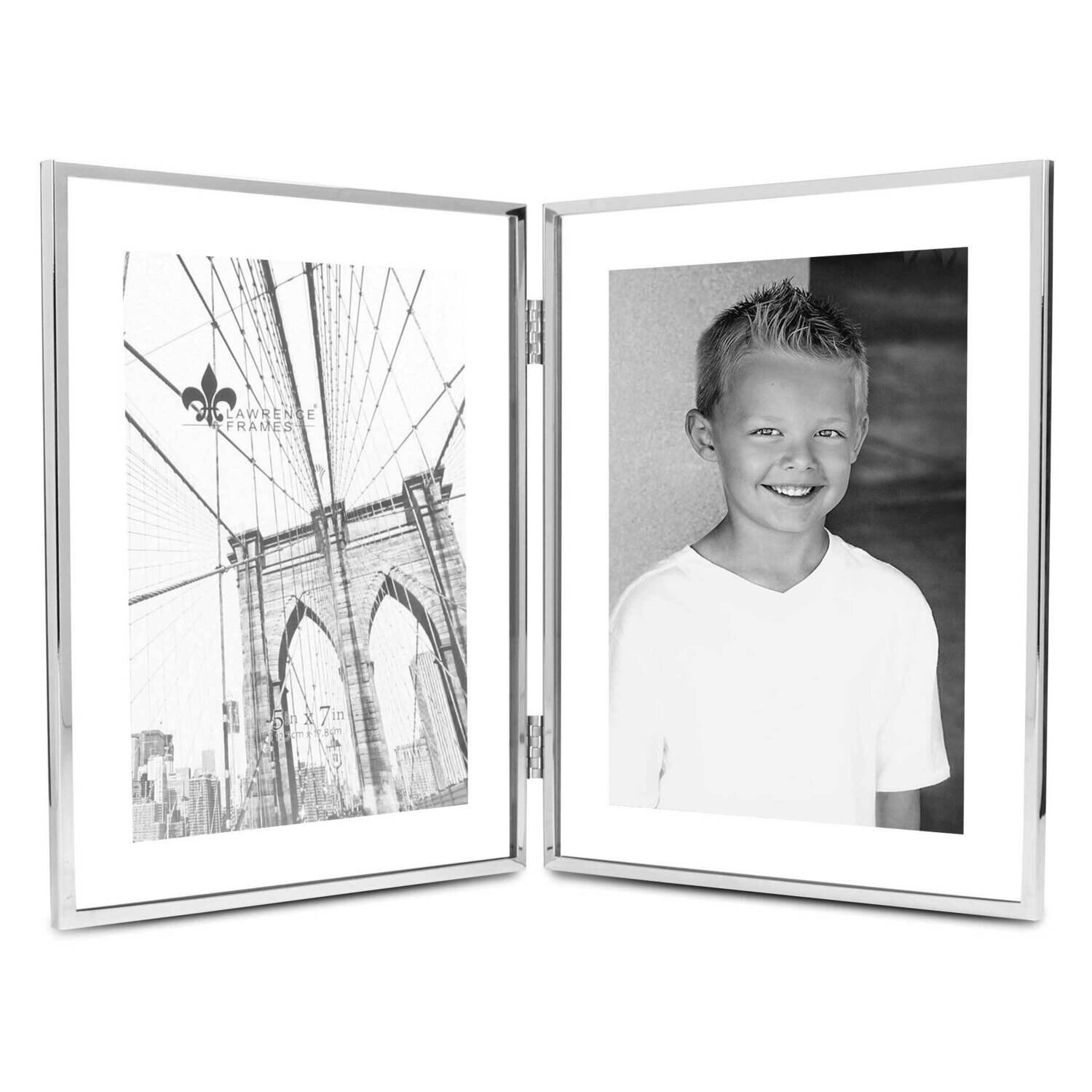 5 x 7 Inch Hinged Double Harland Silver-tone Metal Float Picture Frame GM22239, MPN: GM22239, 75114…