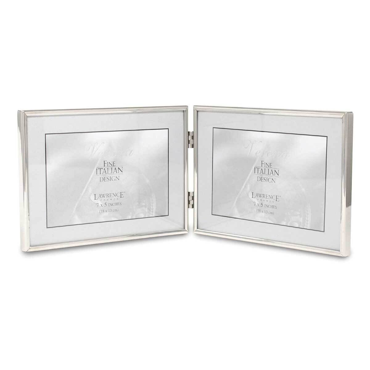 7 x 5 Inch Hinged Double Simply Silver-tone Metal Picture Frame GM22270