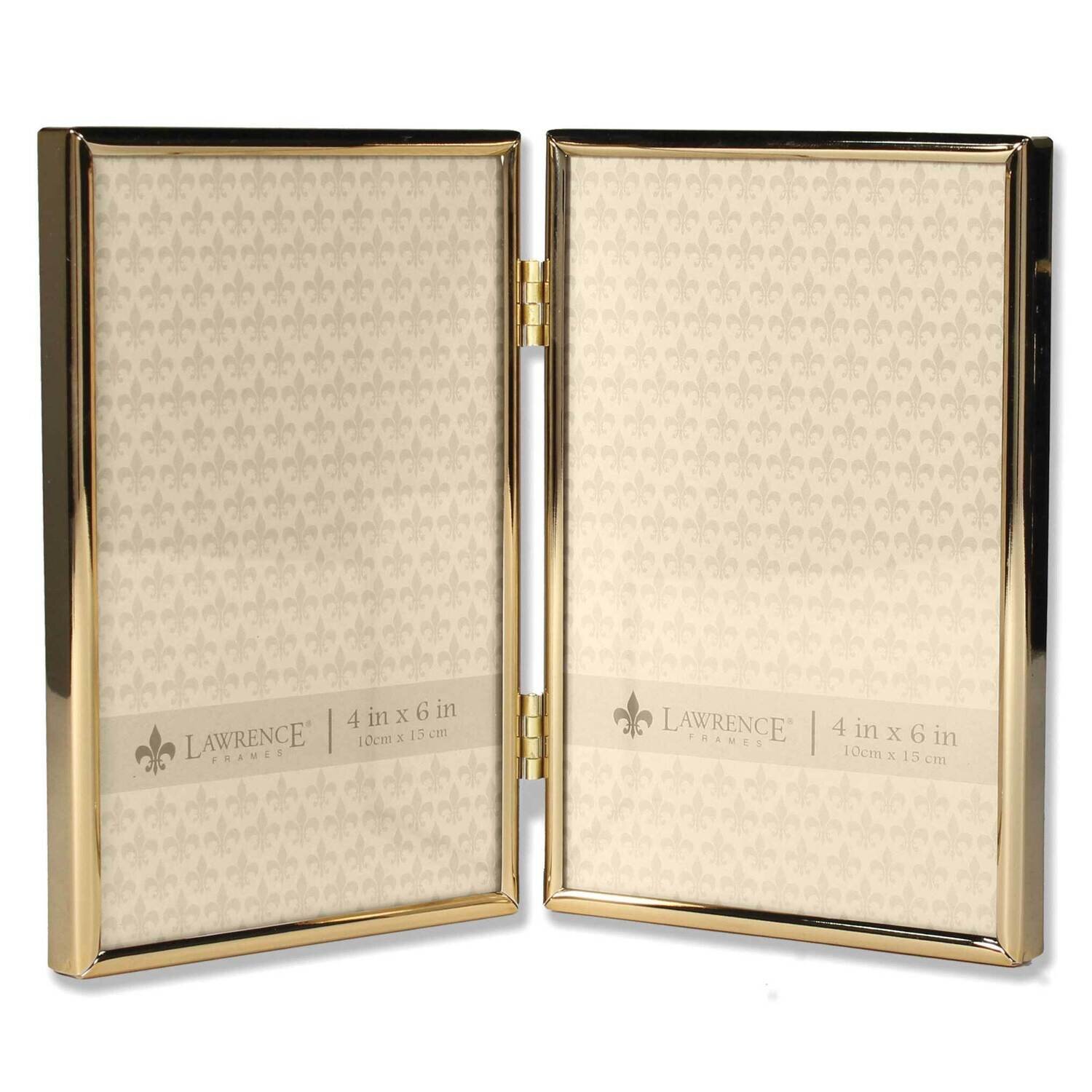 4 x 6 Inch Hinged Double Simply Gold-tone Metal Picture Frame GM22271