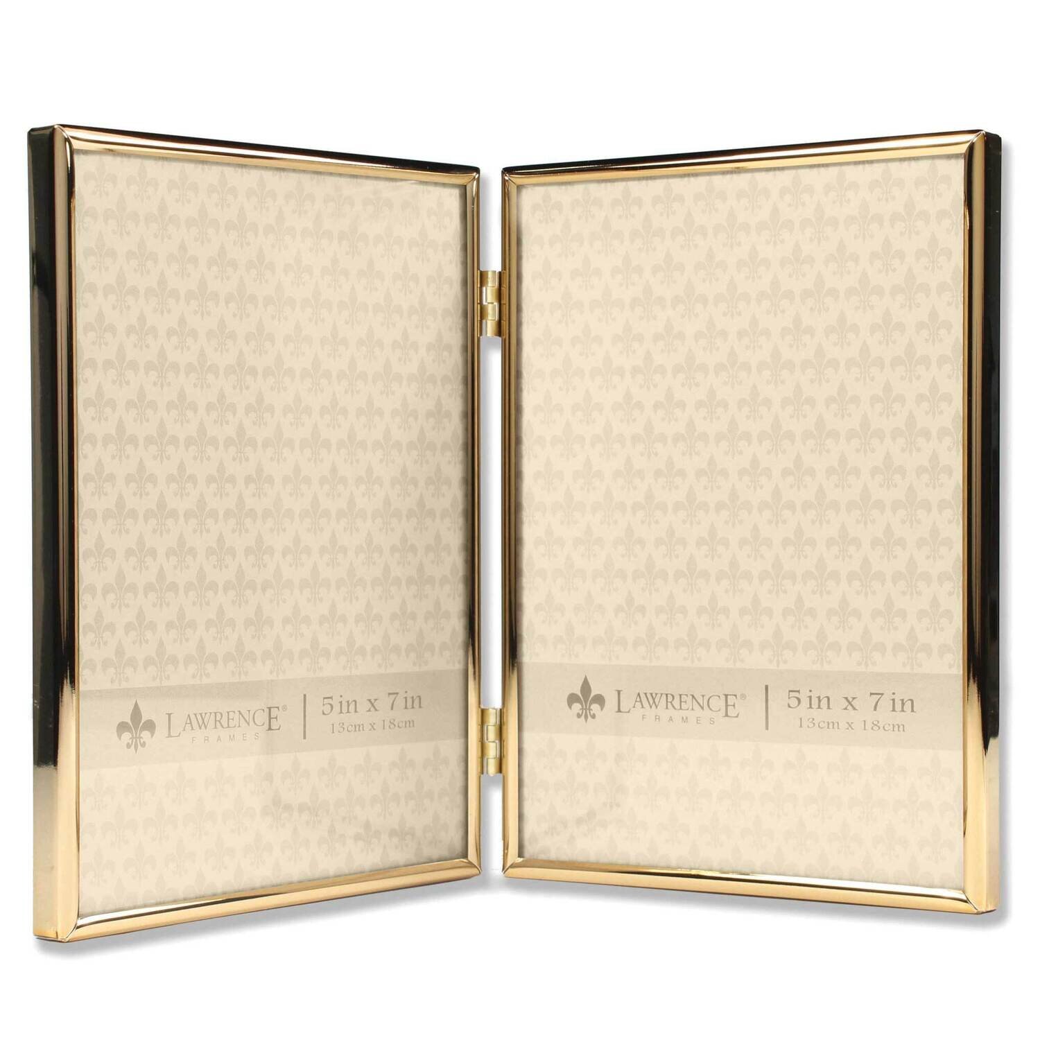 5 x 7 Inch Hinged Double Simply Gold-tone Metal Picture Frame GM22272