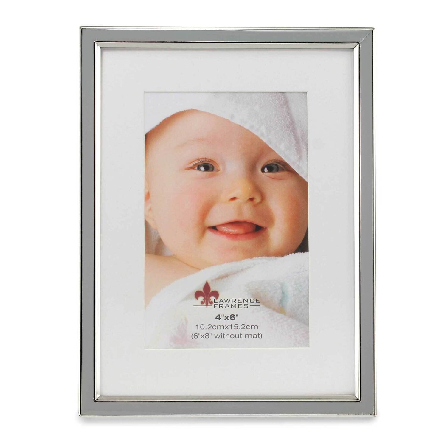 4 x 6 Inch Matted Gray Enamel and Silver-tone Metal Picture Frame 6 x8 with o Mat GM22276