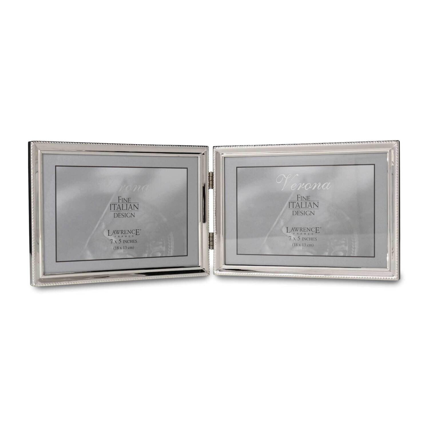 Polished Silver-plated 5 x 7 Inch Hinged Double Horizontal Bead Border Design GM22290, MPN: GM22290…