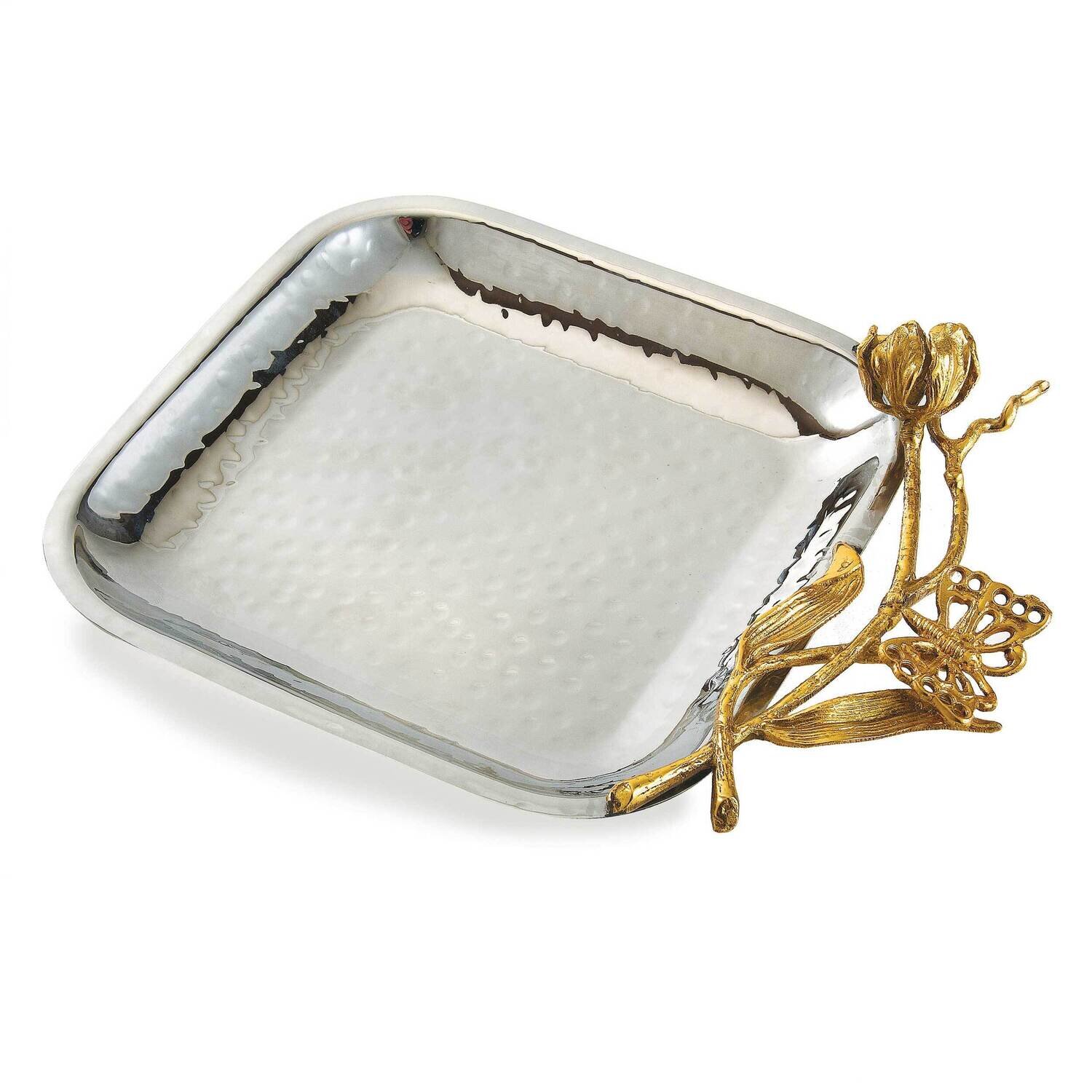 Butterfly Hammered Stainless Steel Square 6.5 inch Tray GM22363