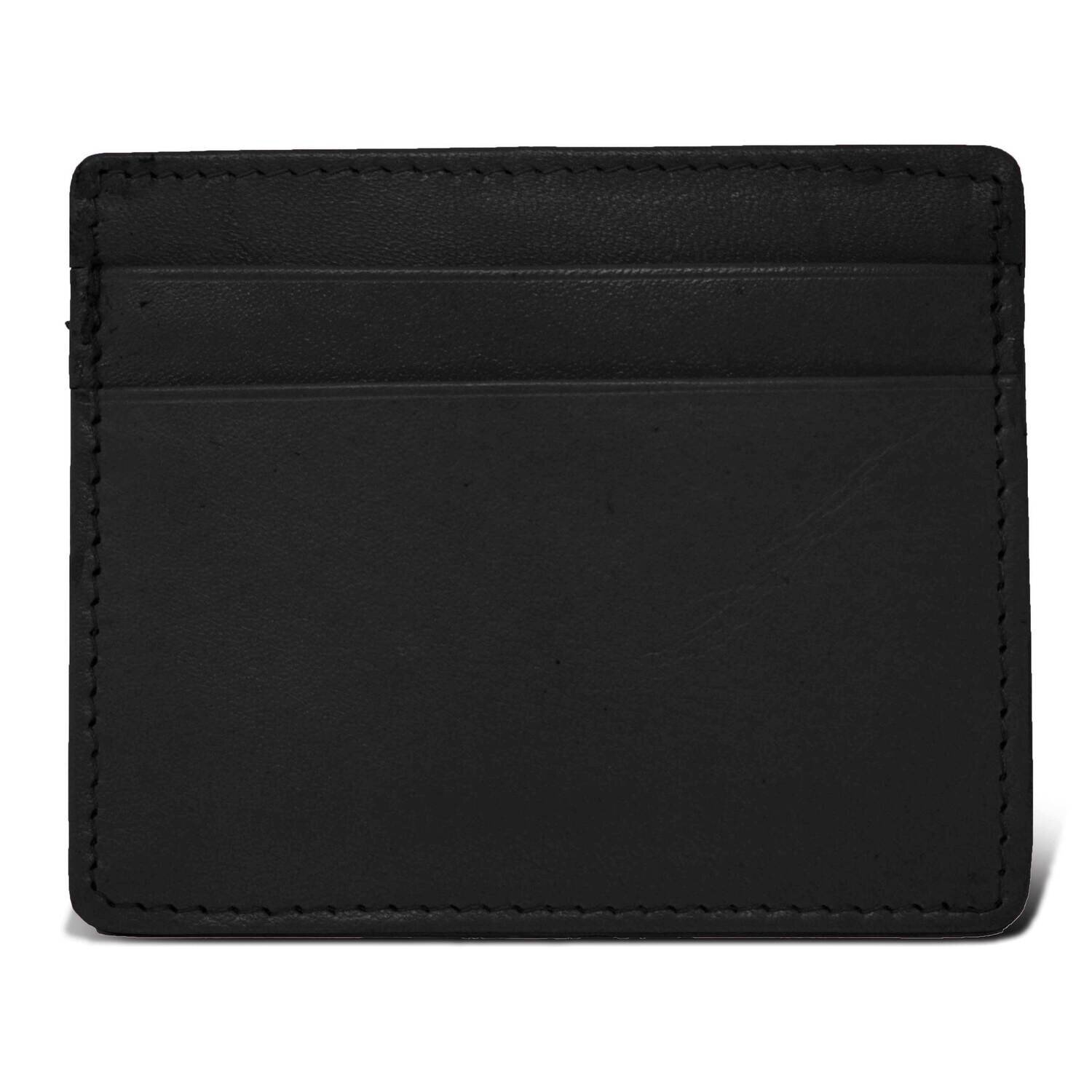Black Genuine Cowhide Leather RFID 6-Card Slim Wallet GM22526